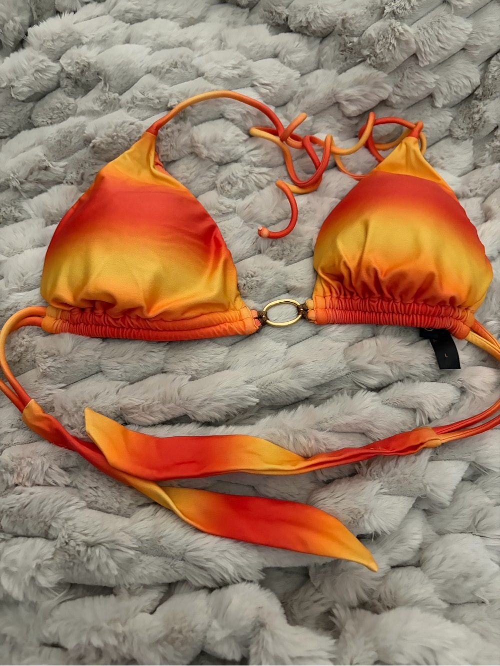 ViX Paula Ahermanny Lg Orange Swim Top with Gold Accent